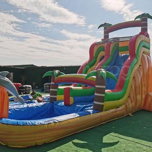 Toboggan aquatique gonflable sur le thème du volcan avec piscine à jets d'eau et mur d'escalade, double toboggan gonflable pour enfants, amusement estival <span class=keywords><strong>en</strong></span> plein air - Product Image 3