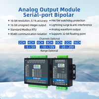 Module de sortie analogique RS485, DAC 16 bits, bipolaire 5V/10V/20V, précision 0,1% FS, qualité industrielle, montage sur rail DIN isolé, 9-36VDC
