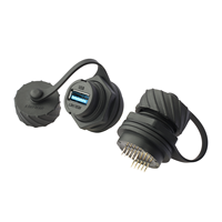 Connecteur USB 3.0 femelle circulaire étanche pour montage sur panneau industriel Lshitech en plastique