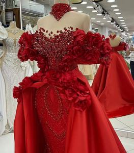 ชุดราตรีสองชิ้นเปิดไหล่ลายดอกไม้สีไวน์แดงเสื้อคลุมงานพรอมยาวประดับคริสตัลแวววาว2026งานปรับแต่งได้ตามต้องการ - Product Image 2