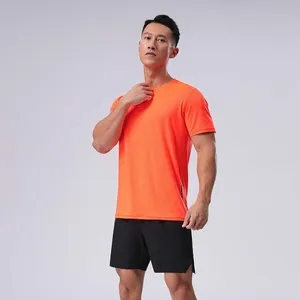 Summer Men's Short Sleeve Sports T-shirt Custom Logo Tee Top Running Workout Casual T Shirts For Men Quick Dry Fitness Gym Shirt