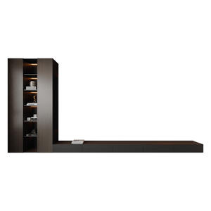 Soporte de TV Moderno Minimalista para Montar en el Suelo con Mueble Lateral de Madera Maciza, Muebles de Sala de Estar de Alta Gama, Decoración para el Hogar - Product Image 4