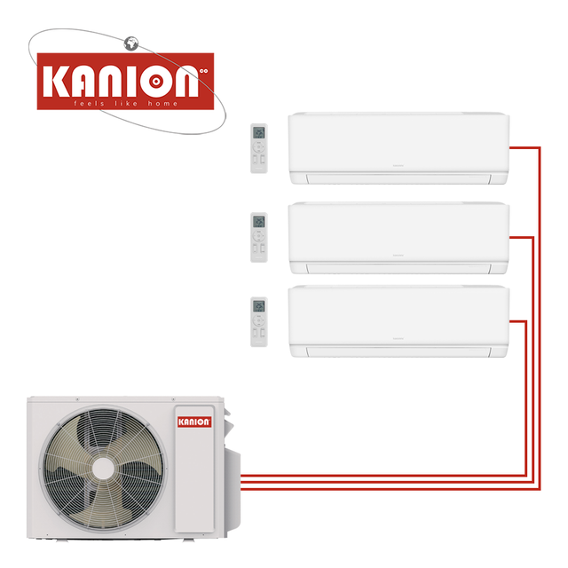 Kanionco EU Standard Inverters Wall Split Multi Zone air Conditioner 3 Pcs 7000btu Match 1pc 18000btu 220v 50hz air Conditioning