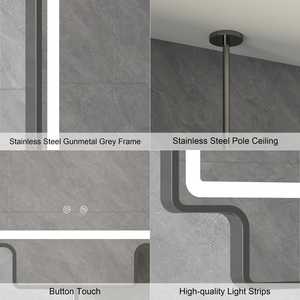 Personnalisation OEM ODM Hôtel Double Boutons Tactiles Lumineux En Continu Dimmable Led Suspendu Avec Lumière <span class=keywords><strong>Plafond</strong></span> <span class=keywords><strong>Miroir</strong></span> De Salle De Bains Encadré - Product Image 5