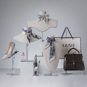 DE-LIANG Роскошная льняная Регулируемая подставка для ожерелья, Золотая или Серебряная основа, роскошная Подставка для ювелирных манекенов - Product Image 2