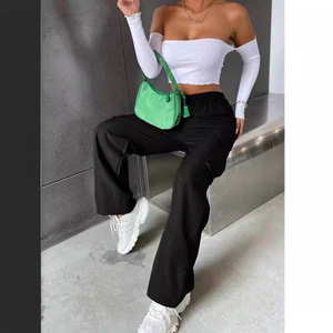 Nouveaux produits printemps-été, <span class=keywords><strong>pantalon</strong></span> long pour <span class=keywords><strong>femme</strong></span>, décontracté, sport, taille haute, élégant, ample, droit, à séchage rapide, résistant à l'usure - Product Image 2