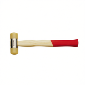 Martillo de goma con mango de madera y agarre rojo, 376 mm de longitud, para trabajos de carpintería y montaje - Product Image 2
