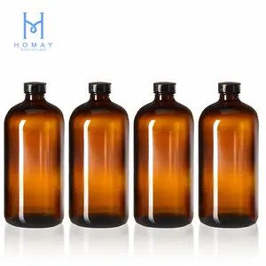 Wholesale 32oz / 1000ml / 1L Amber boston round glass bottle G.P.I 28mm with caps for different usages