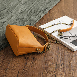 genuine leather handbag for women soft vegetable-tanned leather small bag retro chain <b>strap</b> <b>shoulder</b> bag - Product Image 3