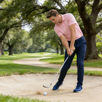 Pantalon de golf pour homme OEM personnalisé respirant pour l'été - Maille extensible quadridirectionnelle avec ventilation sur les cuisses, poches doubles avant et arrière