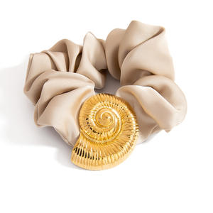 Élastique à cheveux en satin grande taille, série Océan Floral, avec pendentif en or 18 carats, bandeau simple pour chignon, usage quotidien - Product Image 5