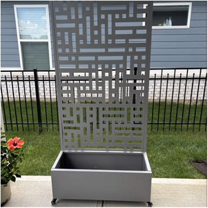 Jardinières rectangulaires robustes en aluminium découpé au laser pour la protection de l'intimité, pots de fleurs renforcés en métal pour jardin - Product Image 1