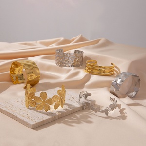 Brazalete de Acero Inoxidable de Alta Calidad para Mujer, Chapado en Oro de 18K, Estilo Abierto, Moda de Verano para Vacaciones - Product Image 1