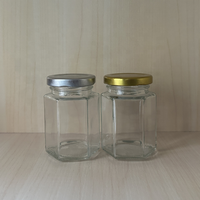 Sechseckige Glas-Honiggläser Einmachgläser mit Gold- oder Silberdeckel für Gewürze, Gelee, Kräuter, Süßigkeiten, Hochzeits- und Partygeschenke