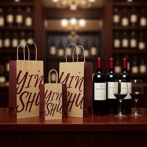 Decorative <b>Paper</b> Shopping Bags for Corporate Business Custom Logo Large Base Wine Bags with Twisted Handle Design - Product Image 3