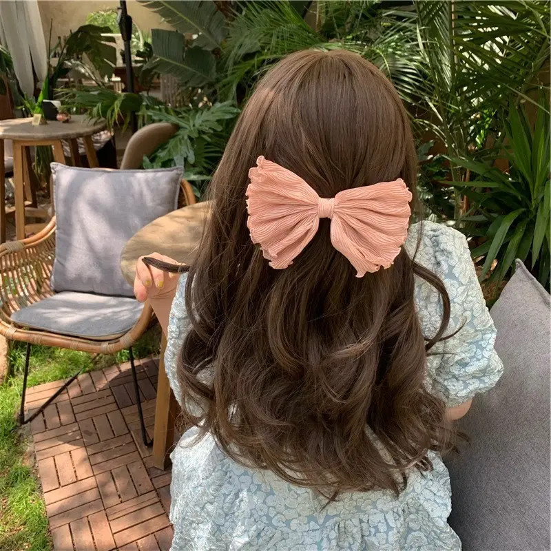 Horquilla con lazo plisado para niña, accesorios para el cabello para niña, tocado, parte superior, Clip para la cabeza, 2022