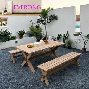 Outdoor Solid Wood Multi-Person <strong>Dining</strong> <strong>Table</strong> Myanmar <strong>Teak</strong> for Hotel Courtyard Villa Terrace &amp; Garden Outdoor Open-Air Homestay - Product Image 2