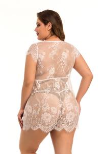 Populaire Sexy Dames Lingerie Perspective Maille Femmes Dentelle Babydoll Plus La Taille Vêtements De Nuit Lingerie - Product Image 6