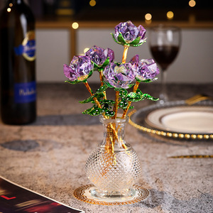 Jarrón de cristal con diseño de rosa celestial, florero de cristal tallado, regalo del Día de San Valentín para novia, esposa, decoración para la sala de estar - Product Image 3