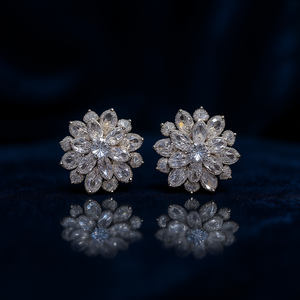 Pendientes de cristal con forma de flor de lujo para mujer, joyería de boda de oro rosa, pendientes con diamantes de imitación, joyería fina - Product Image 2