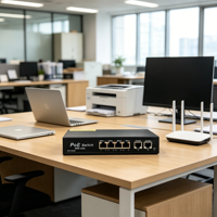 Commutateur PoE AI 6 ports 4GE+2GE Gigabit 1000 Mbps 6KV Protection contre la foudre AI Watchdog 12 Gbps pour caméra IP CCTV
