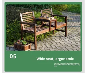 Moderna Sedia da <span class=keywords><strong>Giardino</strong></span> <span class=keywords><strong>in</strong></span> <span class=keywords><strong>Legno</strong></span> a 2 Posti per Esterni - Product Image 5