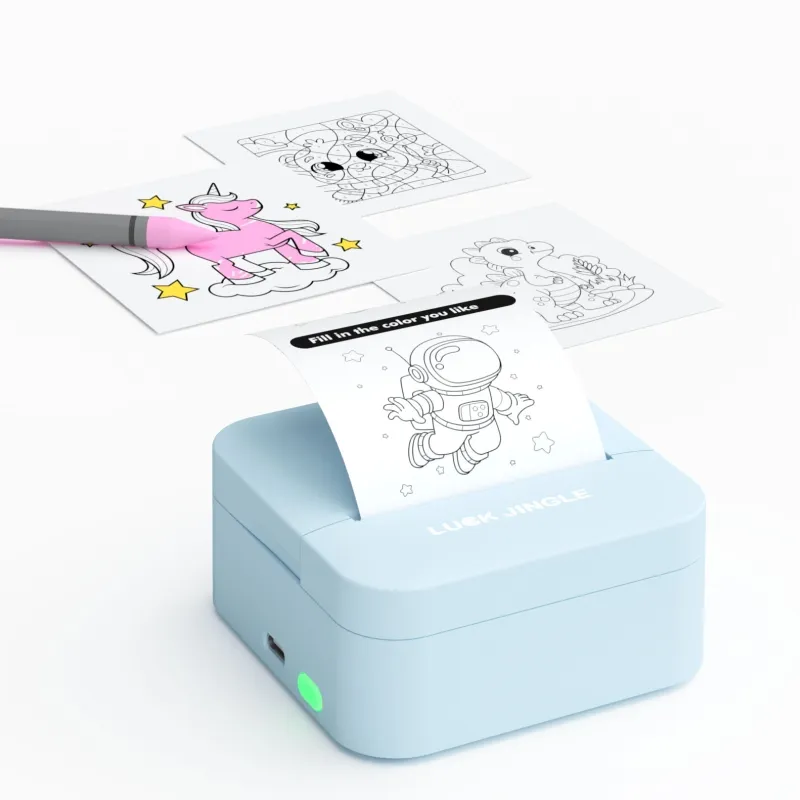 LUCK JINGLE printer termal mini portabel, untuk label stiker memo foto hadiah anak-anak