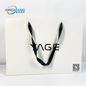 Customized Logo Design Luxury <b>White</b> Paper <b>Bag</b> With Black Ribbon Gift <b>Bag</b> for <b>Small</b> Business - Product Image 1