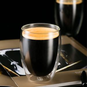 كوب شاي من الزجاج المعزول CnGlass آمن للشرب بالميكروويف مزدوج الزجاج المزود بمجسم زجاجي من البورسليكات كوب قهوة 350 مل بلا يد - Product Image 5