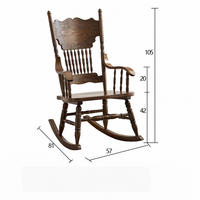 Fauteuil à bascule en bois massif durable fait à la main de style victorien pour la maison, l'hôtel, l'appartement, la chambre à coucher, la villa, la décoration extérieure et le salon