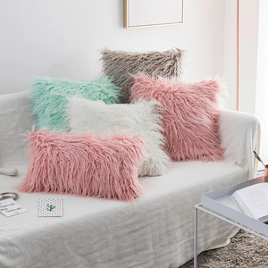 Housse de <span class=keywords><strong>coussin</strong></span> en fausse fourrure de Mongolie de luxe, <span class=keywords><strong>coussin</strong></span> moelleux et duveteux pour chambre à coucher, salon, ferme - Product Image 5