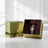 Boîte d'emballage personnalisée pour bijoux et montres, boîte cadeau rigide en papier à deux pièces avec ruban et insert en velours