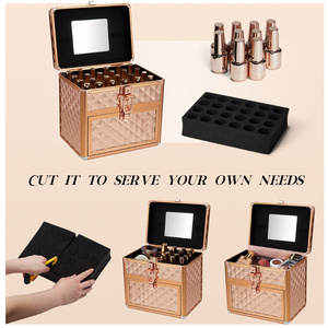 Professional Nail Polish Organizer <b>Case</b> with Mirror and Drawer Beauty Artist <b>Makeup</b> Train <b>Case</b> Large Cosmetic Storage Box - Product Image 6