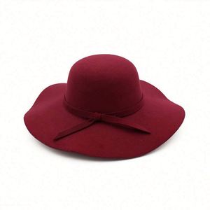 Sombreros Fedora de Fieltro de Ala Ancha, Color Sólido, Casuales, Económicos, para Mujer, Invierno - Product Image 4