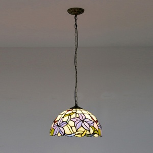 Lámpara Colgante LongHuiJing Tiffany de 12 Pulgadas, Ovalada, de Vidrio Teñido, con LED, Altura Ajustable, Luz Blanca Cálida, Base de Hierro, 360° de Iluminación - Product Image 2