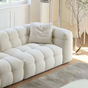 Мягкий угловой диван Yisi Cream Style из хлопка, современный диван-облако, белый, с плетением из овечьей шерсти, для квартиры, гостиной, с пуговицами, для отеля - Product Image 4