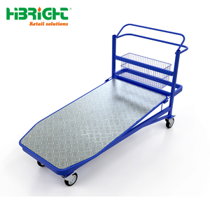 Heavy Duty Supermarket Stock Picking <b>Trolley</b> Steel <b>Platform</b> Hand Truck with Industrial Casters for Warehouse Logistics - Product Image 4