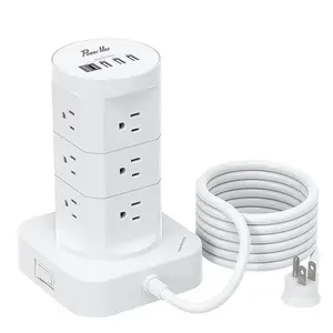 US HOT Selling 12 Outlets Space-Saving Design 4 USB Ports Power Strip Tower Plug Tower Multi Socket