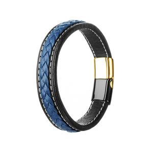 High Quality Men's Stainless Steel Fashion Italian Style <b>Magnetic</b> Clasps Leather <b>Jewelry</b> Bracelets - Product Image 2