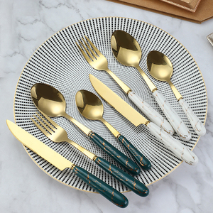 Modern Luxury Nordic Stainless Steel Flatware Set <b>Mirror</b> Green Ceramic Handle for Family Kitchen Party Use Restaurant Quality - Product Image 1