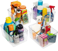 Lot de 8 paniers de rangement en plastique transparent pour garde-manger, rangement des aliments, organisateur de salle de garage empilable