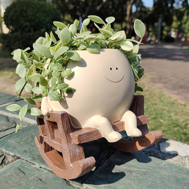 Rocking chair smiling face flowerpot (9.5*11.5*12)