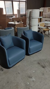 Sillón Giratorio Individual Moderno para Recepción, Sofá para Vestíbulo de Hotel, Salón de Belleza, Sala de Estar, Negociaciones, Cuero Duradero - Product Image 6