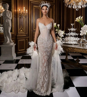 Robes de soirée personnalisées, robe de soirée sirène en corset rose champagne perlé, robe de mariée de luxe à paillettes, robe de gala longue formelle