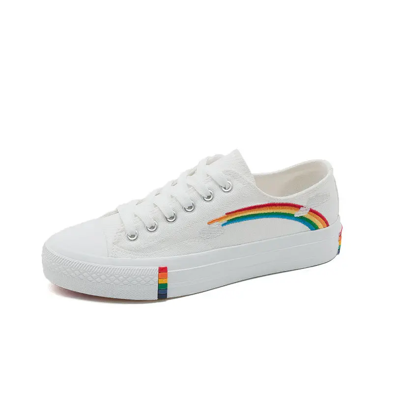 Shoes Women Casual Women's embroidered rainbow sneakers shoes canvas Shoes Women Casual espadrilles