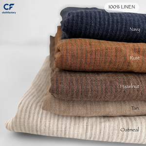 Tessuto in <span class=keywords><strong>Lino</strong></span> a Righe Colorate <span class=keywords><strong>Arancione</strong></span> Blu, <span class=keywords><strong>Lino</strong></span> a Righe Sottili Blu Navy, Morbido Tessuto Effetto Stone-washed per Camicie e Abiti - Product Image 1