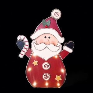 Décorations suspendues en bois de bonhomme de neige de Noël avec lumières pour la décoration des fêtes de Noël - Product Image 1