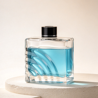 Diffuseur en verre carré transparent avec texture ondulée, récipient de parfum rechargeable pour la décoration aromatique de table
