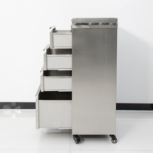 Professional Stainless Steel Tool Storage Cabinet 4-Wheel <b>Trolley</b> for Beauty Salons Barber Shops-Modern Design Durable Easy - Product Image 3