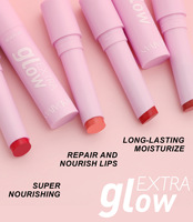 Baume à lèvres teinté hydratant HANDAIYAN Extra Glow, soin double couleur, tube violet clair, gloss brillant, OEM ODM